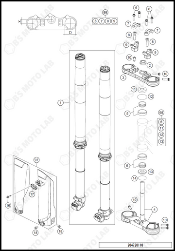 FRONT FORK, TRIPLE CLAMP, 2021 KTM 85-SX-17-14