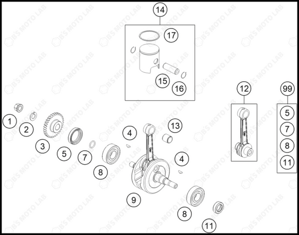 CRANKSHAFT, PISTON, 2025 KTM 50-SX-Factory