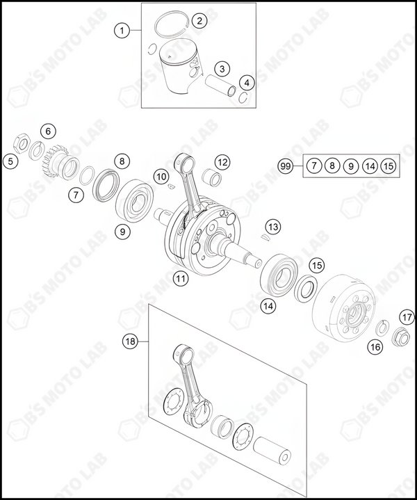 CRANKSHAFT, PISTON, 2023 KTM 85-SX-17-14