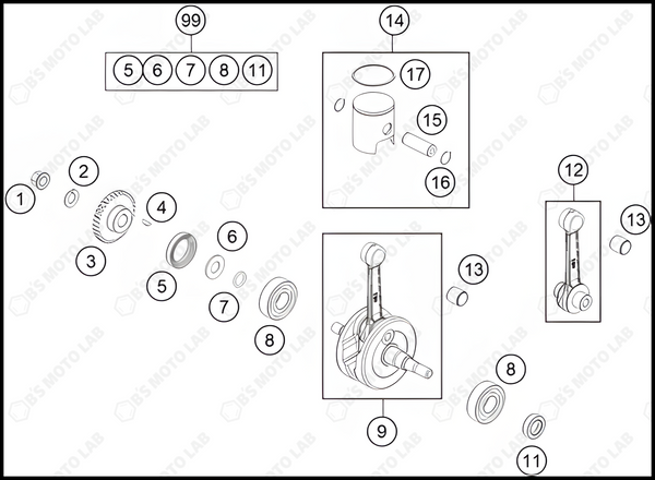 CRANKSHAFT, PISTON, 2022 KTM 50-SX