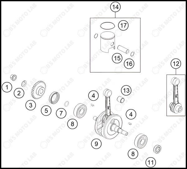 CRANKSHAFT, PISTON, 2024 KTM 50-SX