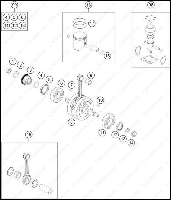 CRANKSHAFT, PISTON, 2025 KTM 150-SX