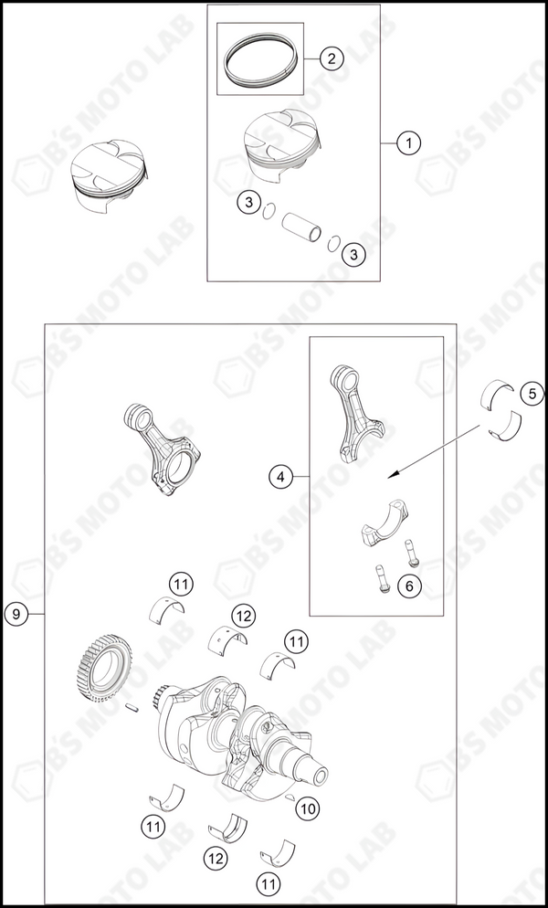 CRANKSHAFT, PISTON, 2023 KTM duke-390