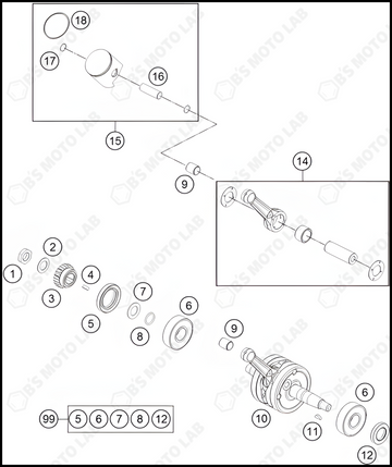 CRANKSHAFT, PISTON, 2022 KTM 65-SX