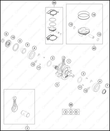 CRANKSHAFT, PISTON, 2025 KTM 250-SX-F