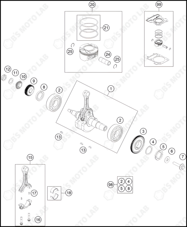 CRANKSHAFT, PISTON, 2022 KTM Duke-200