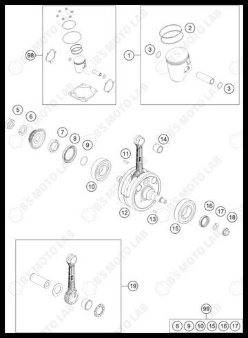 CRANKSHAFT, PISTON, 2022 KTM 300-XC