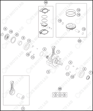 CRANKSHAFT, PISTON, 2024 KTM 350-SX-F