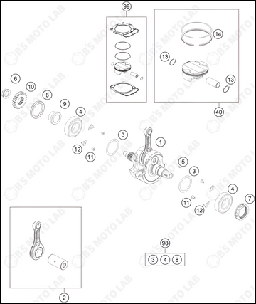 CRANKSHAFT, PISTON, 2022 KTM 250-SX-F