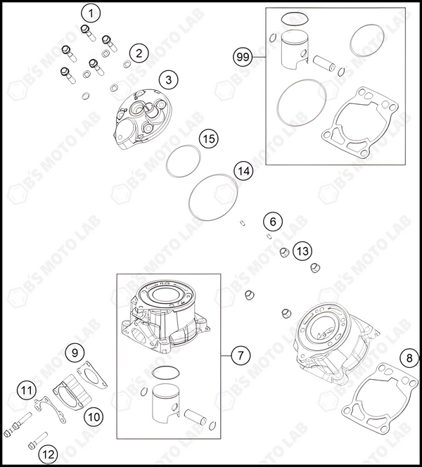 CYLINDER, CYLINDER HEAD, 2022 KTM 50-SX-Factory