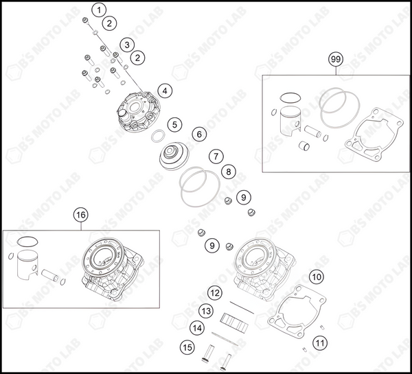 CYLINDER, CYLINDER HEAD, 2025 KTM 50-SX