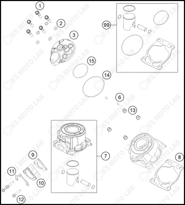 CYLINDER, CYLINDER HEAD, 2023 KTM 50-SX