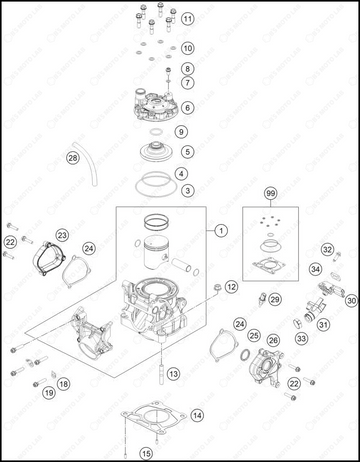 CYLINDER, CYLINDER HEAD, 2025 KTM 150-SX