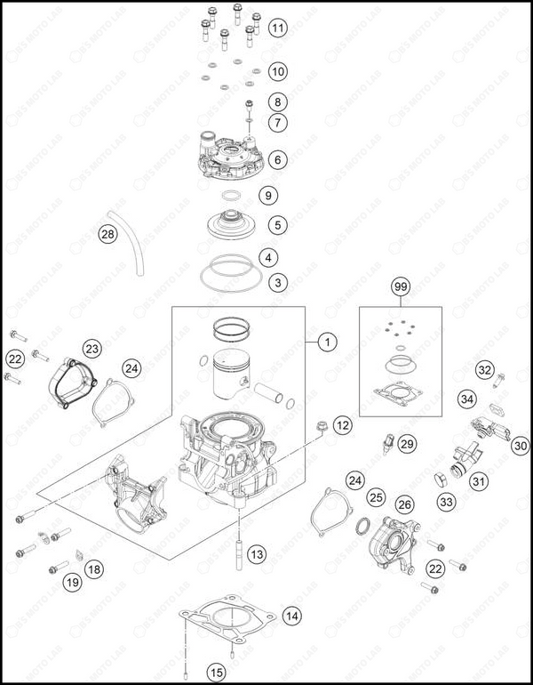 CYLINDER, CYLINDER HEAD, 2025 KTM 150-SX