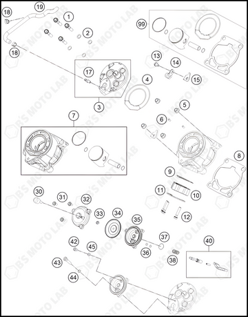 CYLINDER, CYLINDER HEAD, 2023 KTM 65-SX