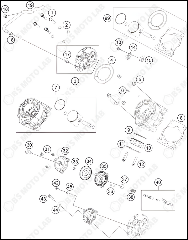 CYLINDER, CYLINDER HEAD, 2022 KTM 65-SX