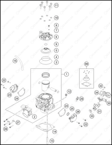 CYLINDER, CYLINDER HEAD, 2025 KTM 300-XC-W