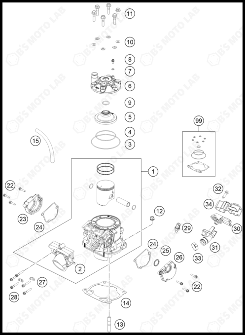 CYLINDER, CYLINDER HEAD, 2025 KTM 250-SX