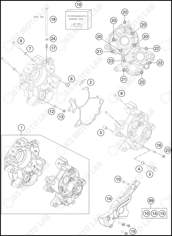 ENGINE CASE, 2023 KTM 65-SX