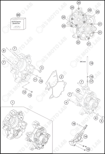 ENGINE CASE, 2025 KTM 65-SX