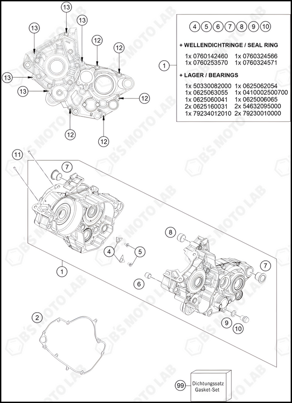 ENGINE CASE, 2023 KTM 125-SX