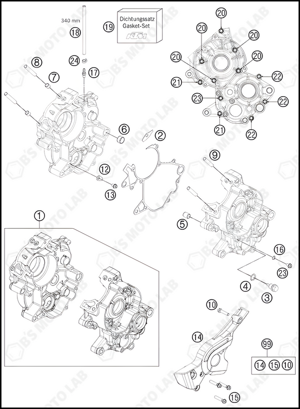 ENGINE CASE, 2022 KTM 65-SX