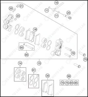 FRONT BRAKE CALIPER, 2022 KTM 65-SX