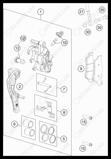 FRONT BRAKE CALIPER, 2022 KTM 300-XC