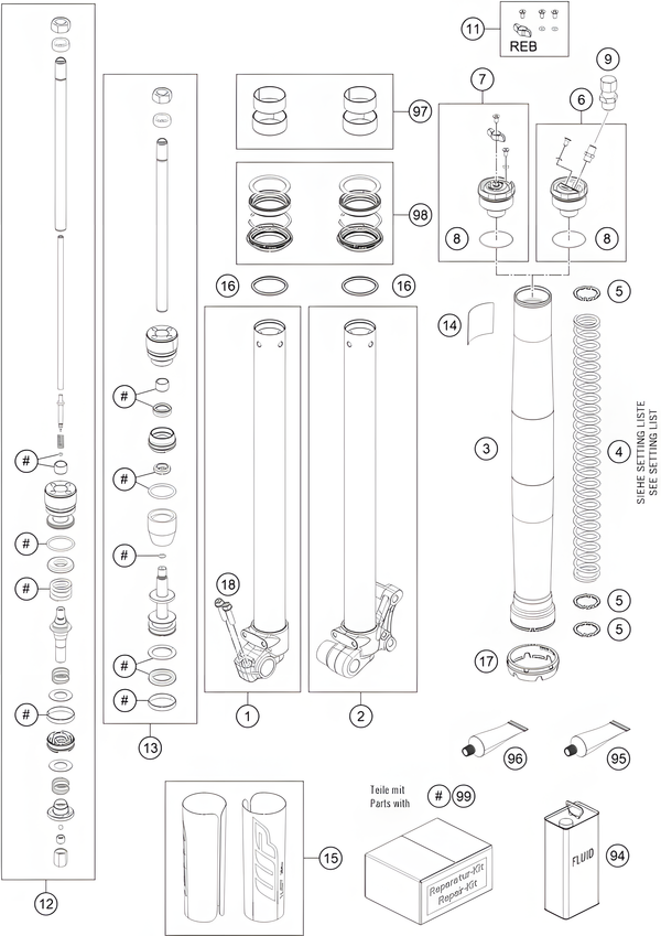 FRONT FORK DISASSEMBLED, 2022 KTM SX-E-5