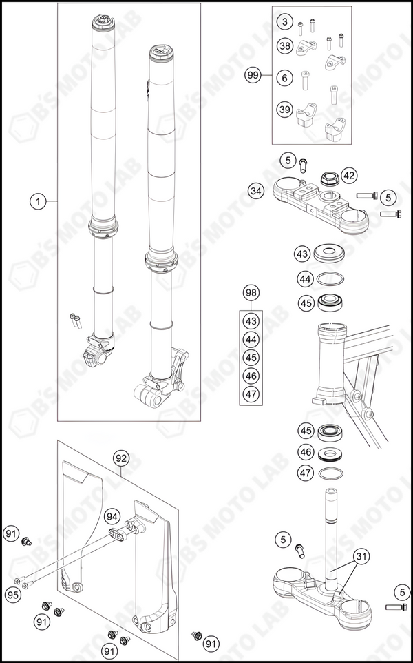 FRONT FORK, TRIPLE CLAMP, 2023 KTM 50-SX-FACTORY-EDITION