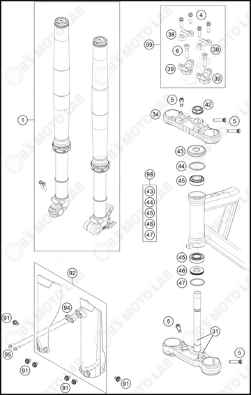 FRONT FORK, TRIPLE CLAMP, 2024 KTM SX-E-3