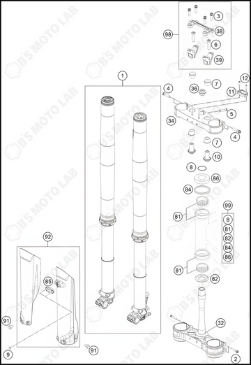 FRONT FORK, TRIPLE CLAMP, 2022 KTM 250-SX-F