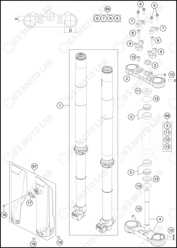 FRONT FORK, TRIPLE CLAMP, 2023 KTM 85-SX-17-14