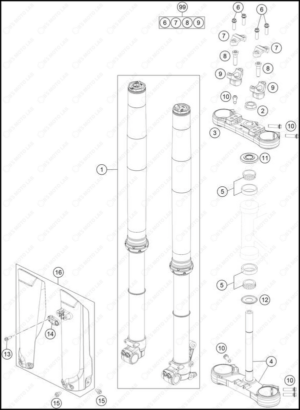 FRONT FORK, TRIPLE CLAMP, 2025 KTM 85-SX-17-14