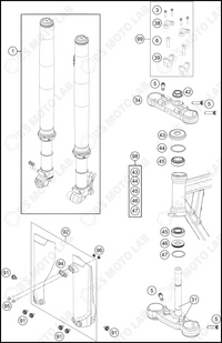 FRONT FORK, TRIPLE CLAMP, 2022 KTM 50-SX-MINI