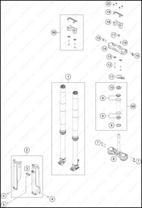 FRONT FORK, TRIPLE CLAMP, 2025 KTM 300-XC-W