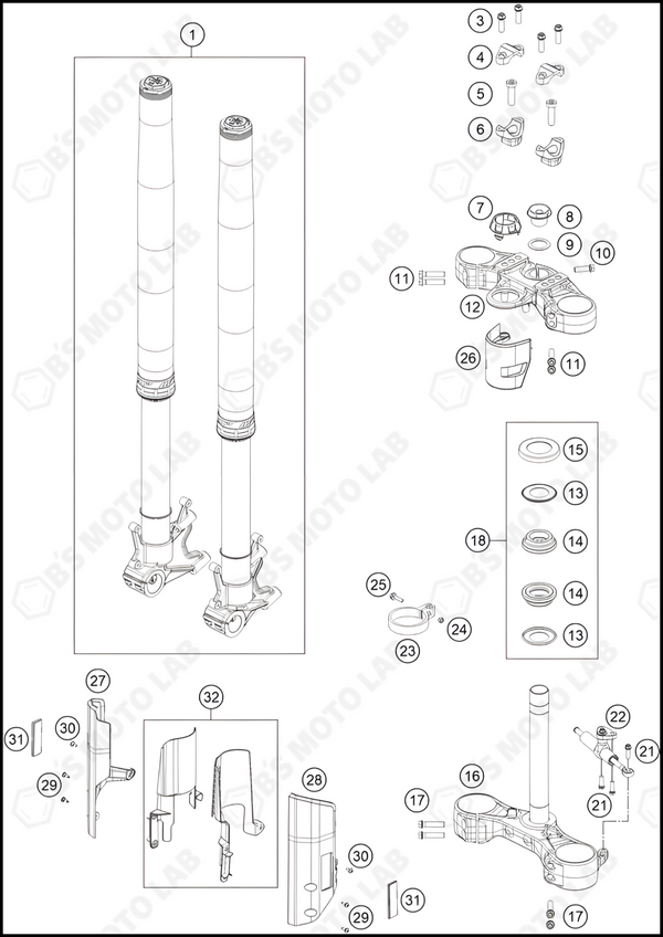 FRONT FORK, TRIPLE CLAMP, 2023 KTM duke-390