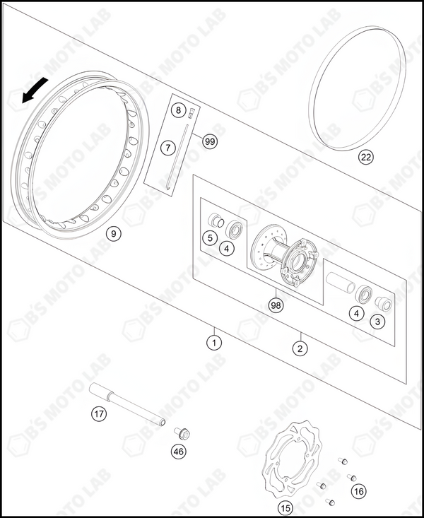 FRONT WHEEL, 2023 KTM 50-SX-MINI