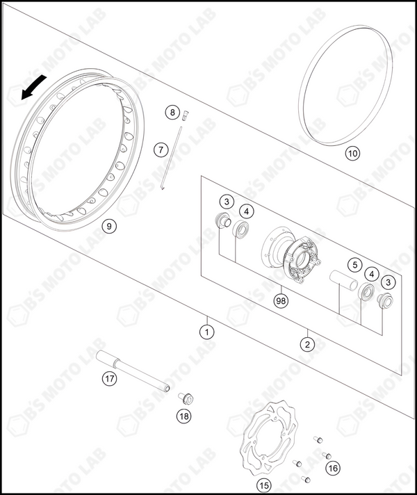 FRONT WHEEL, 2024 KTM 50-SX