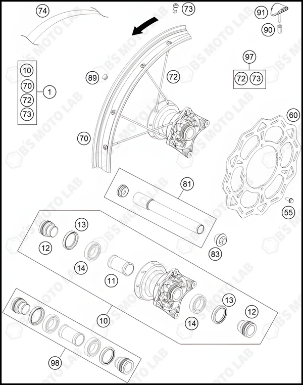 FRONT WHEEL, 2023 KTM 85-SX-19-16