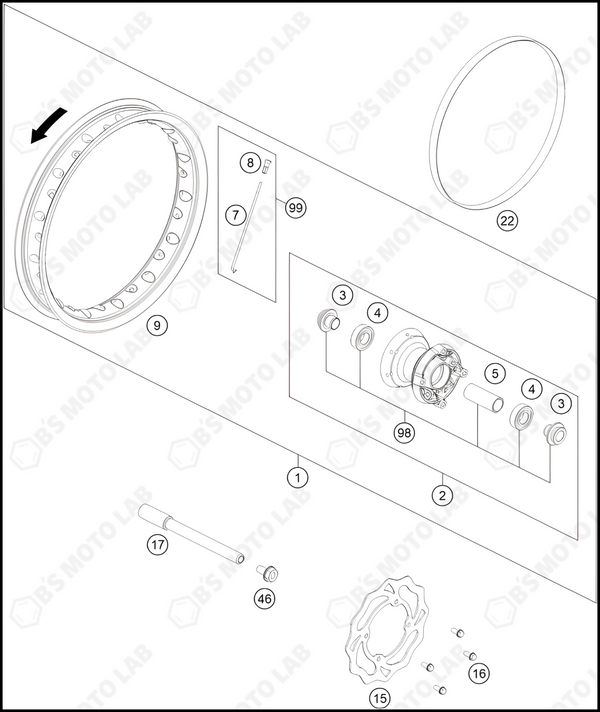 FRONT WHEEL, 2024 KTM SX-E-3