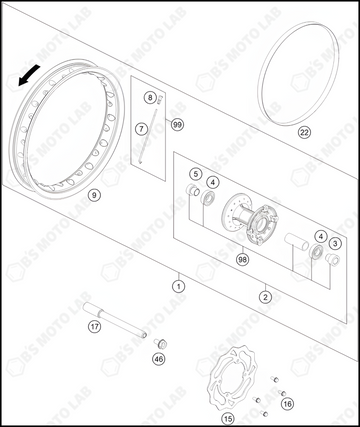 FRONT WHEEL, 2022 KTM 50-SX