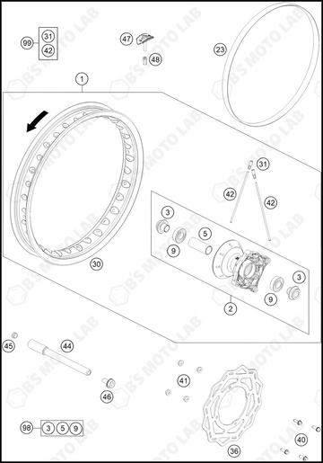 FRONT WHEEL, 2025 KTM 65-SX