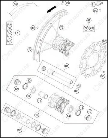 FRONT WHEEL, 2023 KTM 85-SX-17-14