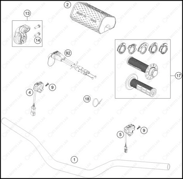 HANDLEBAR, CONTROLS, 2025 KTM 250-SX-F