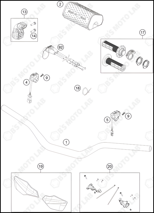 HANDLEBAR, CONTROLS, 2023 KTM 300-SX