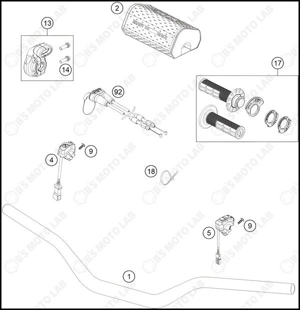 HANDLEBAR, CONTROLS, 2024 KTM 450-SX-F