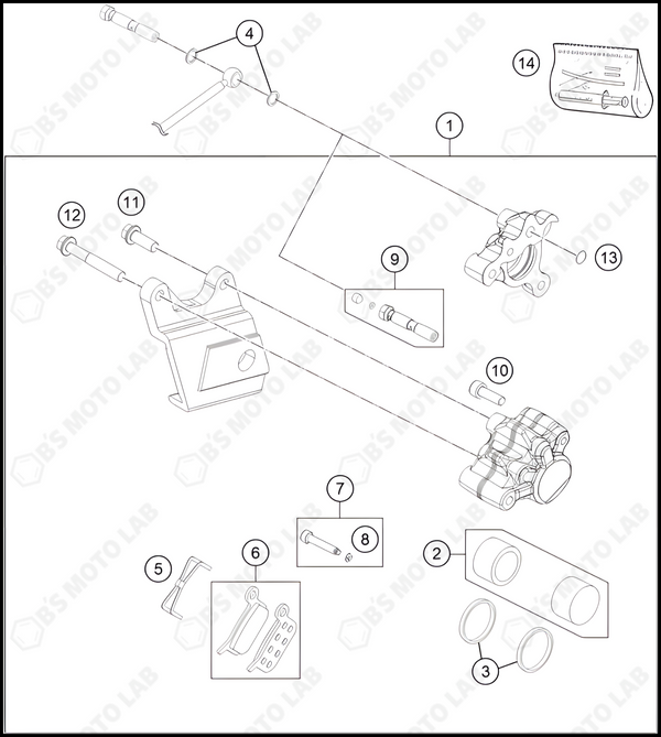 REAR BRAKE CALIPER, 2023 KTM 50-SX