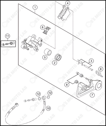 REAR BRAKE CALIPER, 2022 KTM 250-SX-F