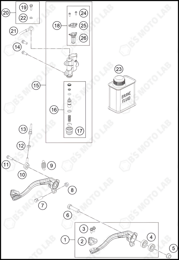 REAR BRAKE CONTROL, 2023 KTM 65-SX